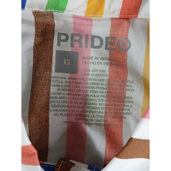 Target Pride Rainbow Dress Womens Size XS Shirt Button Up Belted Maxi Stripe NWT - Picture 2 of 8